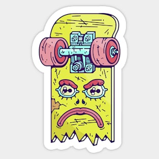 Angry Broken Skate Sticker